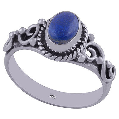 Stunning Rawa & Wire Work Around Lapis Oval Shape 925 Sterling Solid Silver Ring - R3402352-29