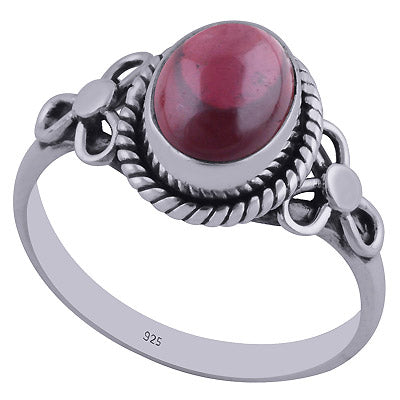 Stunning Handcrafted Flower Around Garnet Oval Shape 925 Sterling Solid Silver Ring - R3402356-42