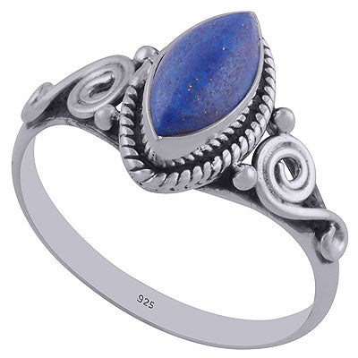 Beautiful Wire & Rawa Work Around Lapis Marquise Shape 925 Sterling Solid Silver Ring - R3402362-27