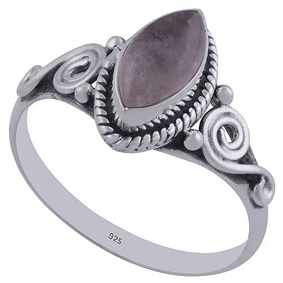 Beautiful Wire & Rawa Work Around Rose Quartz Marquise Shape 925 Sterling Solid Silver Ring - R3402362-37