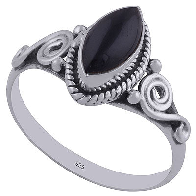 Beautiful Wire & Rawa Work Around Black Onyx Marquise Shape 925 Sterling Solid Silver Ring - R3402362-39