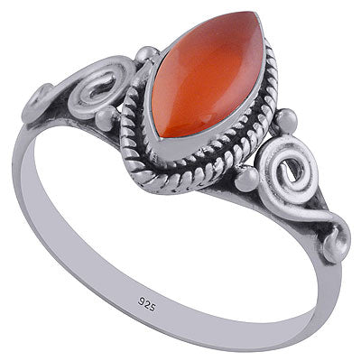 Beautiful Wire & Rawa Work Around Carnelian Marquise Shape 925 Sterling Solid Silver Ring - R3402362-86