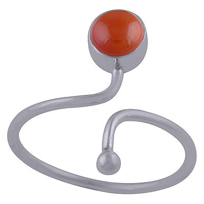 Minimal Beautifully Designed Shank Around Carnelian Round Shape 925 Sterling Solid Silver Ring - R3402368-59