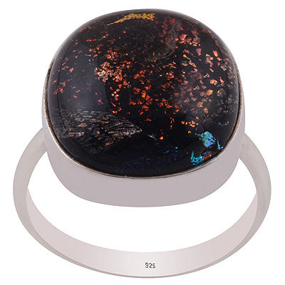 Beautiful Gemstone Dichroic Glass Oval Shape 925 Sterling Solid Silver Ring - R3402370-126