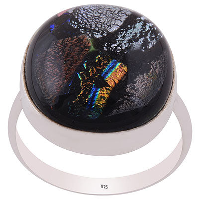 Beautiful Gemstone Dichroic Glass Oval Shape 925 Sterling Solid Silver Ring - R3402370-128