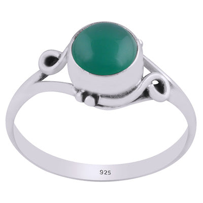 Gorgeous Wire work Around Green Onyx Round Shape 925 Sterling Solid Silver Ring - R3402374-31