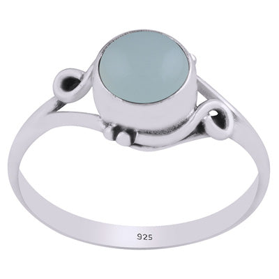 Gorgeous Wire work Around Aqua Chalcedony Round Shape 925 Sterling Solid Silver Ring - R3402374-36