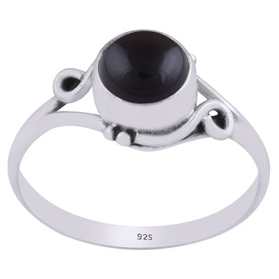 Gorgeous Wire work Around Black Onyx Round Shape 925 Sterling Solid Silver Ring - R3402374-42