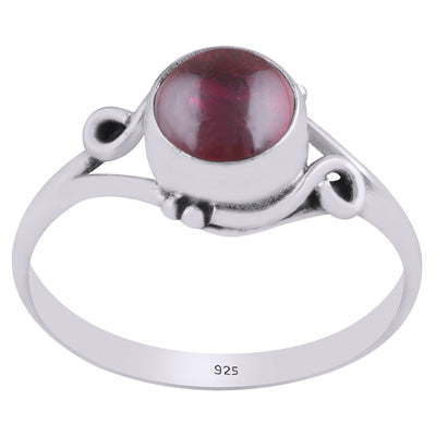 Gorgeous Wire work Around Garnet Round Shape 925 Sterling Solid Silver Ring - R3402374-6