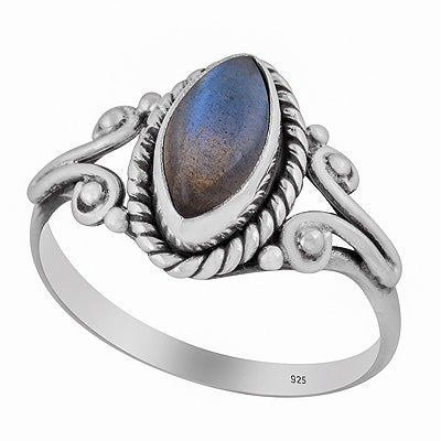 Gorgeous Twisted Wire Work Around Labradorite Marquise Shape 925 Sterling Solid Silver Ring - R3402378-16