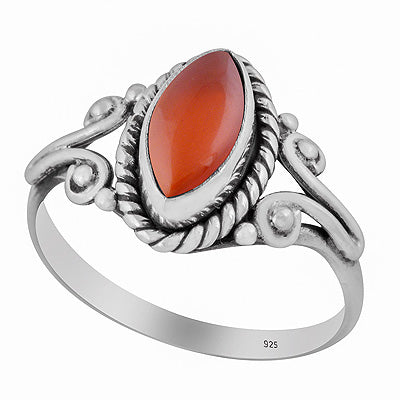 Gorgeous Twisted Wire Work Around Carnelian Marquise Shape 925 Sterling Solid Silver Ring - R3402378-24