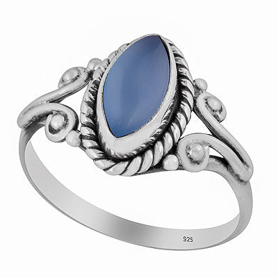 Gorgeous Twisted Wire Work Around Blue Chalcedony Marquise Shape 925 Sterling Solid Silver Ring - R3402378-37
