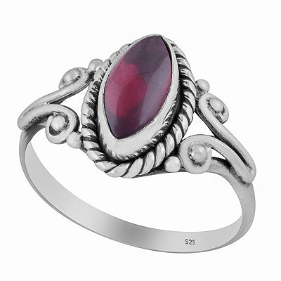 Gorgeous Twisted Wire Work Around Garnet Marquise Shape 925 Sterling Solid Silver Ring - R3402378-4