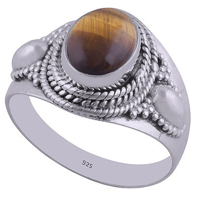Tiger's Eye 925 Sterling Silver Ring - R3402387-45