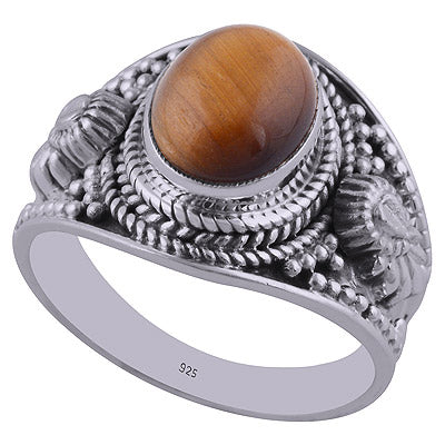 Tiger's Eye 925 Sterling Silver Ring - R3402395-45