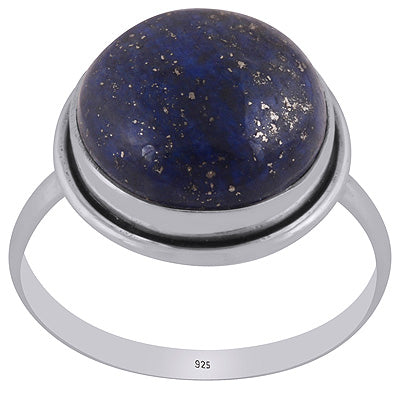 Beautiful Plain Lapis Round Shape 925 Sterling Solid Silver Rings - R3402405-50