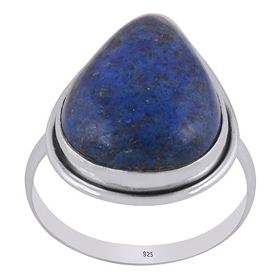 Beautiful Plain Lapis Pear Shape 925 Sterling Solid Silver Rings - R3402405-53
