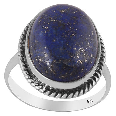 Stunning Statement Lapis Oval Shape 925 Sterling Solid Silver Ring - R3402406-33