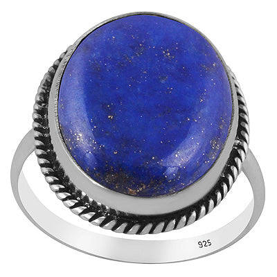 Stunning Statement Lapis Oval Shape 925 Sterling Solid Silver Ring - R3402406-34