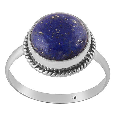 Stunning Statement Lapis Round Shape 925 Sterling Solid Silver Ring - R3402406-37