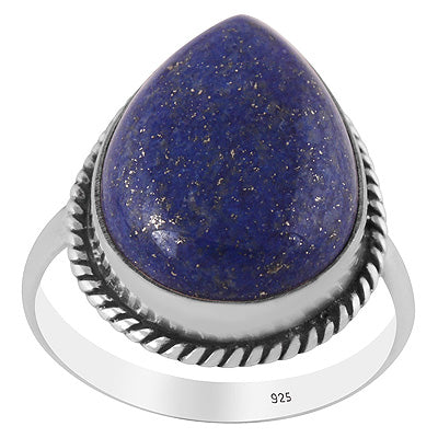 Stunning Statement Lapis Pear Shape 925 Sterling Solid Silver Ring - R3402406-39