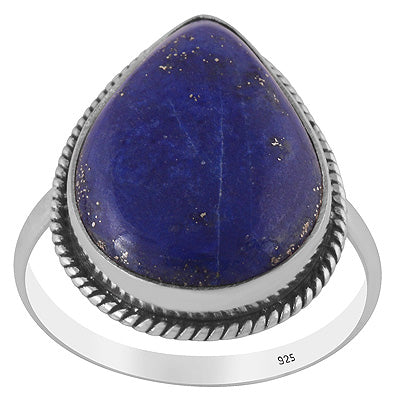 Stunning Statement Lapis Pear Shape 925 Sterling Solid Silver Ring - R3402406-40