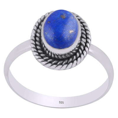 Authentic Wire Work Around Lapis Oval Shape 925 Sterling Solid Silver Ring - R3402421-56