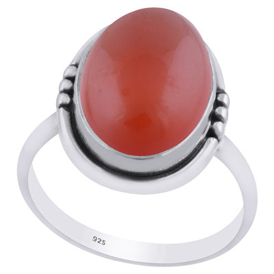 Minimal Rawa Work Around Carnelian Oval Shape 925 Sterling Solid Silver Ring - R3402423-37