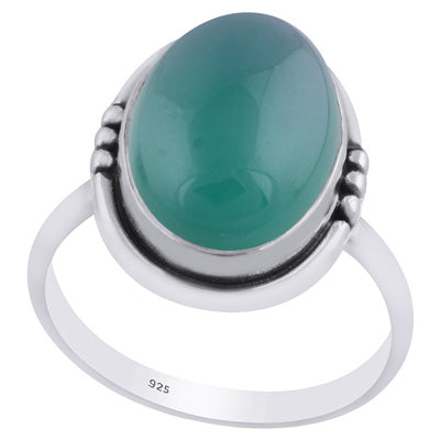 Minimal Rawa Work Around Green Onyx Oval Shape 925 Sterling Solid Silver Ring - R3402423-39