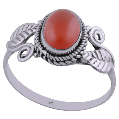 Gorgeous Handcrafted Work Around Carnelian Oval Shape 925 Sterling Solid Silver Ring - R3402425-32