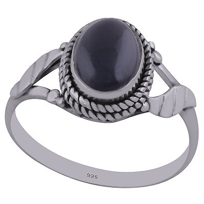 Beautiful leaves Around Black Onyx Oval Shape 925 Sterling Solid Silver Ring - R3402426-50