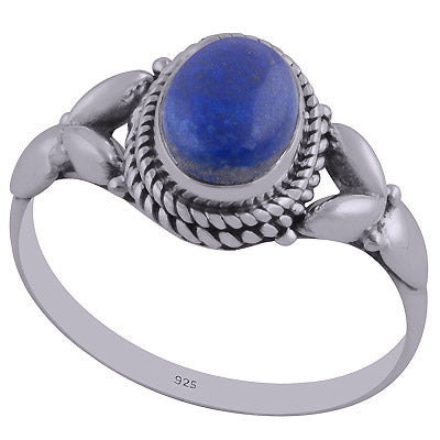 Gorgeous Embossed Handcrafted Twisted Wire Work Around Lapis Oval Shape 925 Sterling Solid Silver Ring - R3402427-30