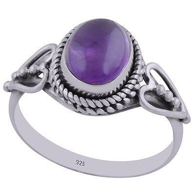 Gorgeous Twisted Wire Work Around Amethyst Oval Shape 925 Sterling Solid Silver Ring - R3402429-1