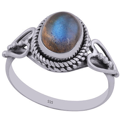 Gorgeous Twisted Wire Work Around Labradorite Oval Shape 925 Sterling Solid Silver Ring - R3402429-23