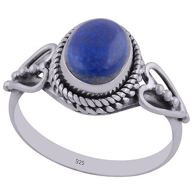 Gorgeous Twisted Wire Work Around Lapis Oval Shape 925 Sterling Solid Silver Ring - R3402429-28