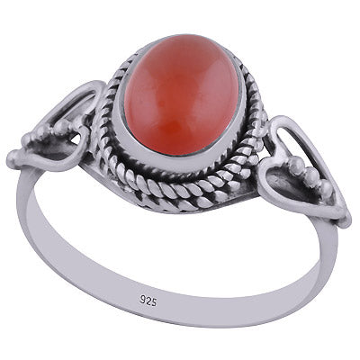 Gorgeous Twisted Wire Work Around Carnelian Oval Shape 925 Sterling Solid Silver Ring - R3402429-33