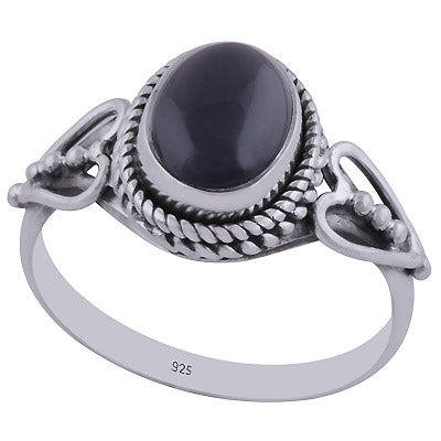 Gorgeous Twisted Wire Work Around Black Onyx Oval Shape 925 Sterling Solid Silver Ring - R3402429-45