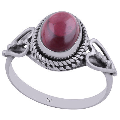 Gorgeous Twisted Wire Work Around Garnet Oval Shape 925 Sterling Solid Silver Ring - R3402429-7