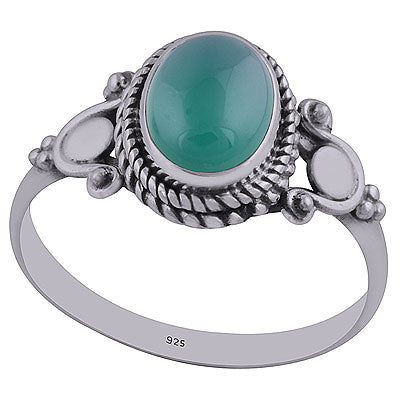Stunning Twisted Wire Work Around Green Onyx Oval Shape 925 Sterling Solid Silver Ring - R3402430-38