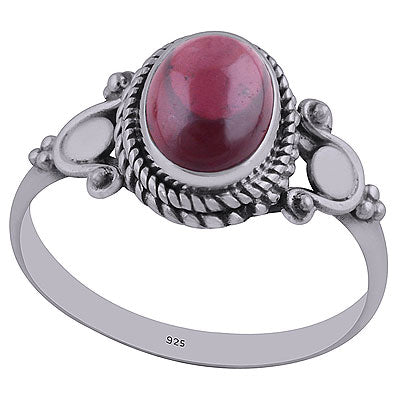 Stunning Twisted Wire Work Around Garnet Oval Shape 925 Sterling Solid Silver Ring - R3402430-8