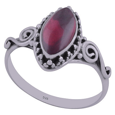 Gorgeous Rawa Work Around Garnet Marquise Shape 925 Sterling Solid Silver Ring - R3402433-10