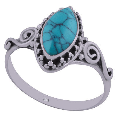 Gorgeous Rawa Work Around Turquoise Marquise Shape 925 Sterling Solid Silver Ring - R3402433-16