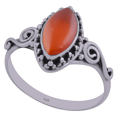 Gorgeous Rawa Work Around Carnelian Marquise Shape 925 Sterling Solid Silver Ring - R3402433-36