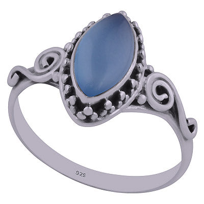 Gorgeous Rawa Work Around Blue Chalcedony Marquise Shape 925 Sterling Solid Silver Ring - R3402433-41