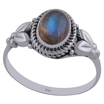 Alluring Handcrafted Work Around Labradorite Oval Shape 925 Sterling Solid Silver Ring - R3402435-20