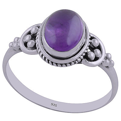 Beautiful Rawa & Wire Work Around Amethyst Oval Shape 925 Sterling Solid Silver Ring - R3402436-1
