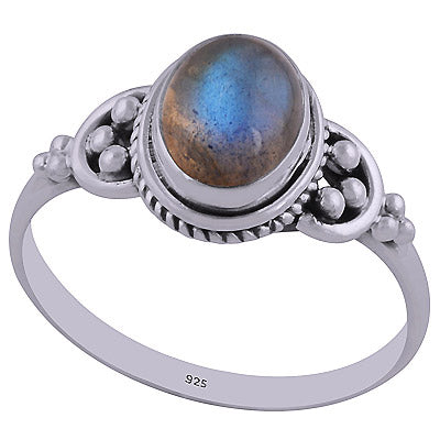 Beautiful Rawa & Wire Work Around Labradorite Oval Shape 925 Sterling Solid Silver Ring - R3402436-21