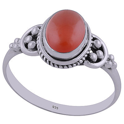 Beautiful Rawa & Wire Work Around Carnelian Oval Shape 925 Sterling Solid Silver Ring - R3402436-31