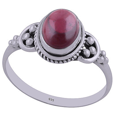 Beautiful Rawa & Wire Work Around Garnet Oval Shape 925 Sterling Solid Silver Ring - R3402436-6