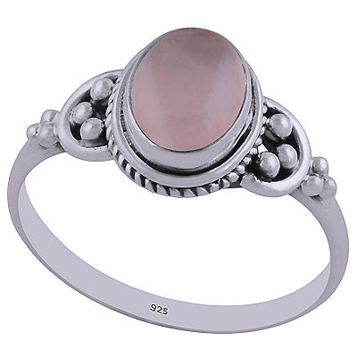 Beautiful Rawa & Wire Work Around Rose Quartz Oval Shape 925 Sterling Solid Silver Ring - R3402436-60